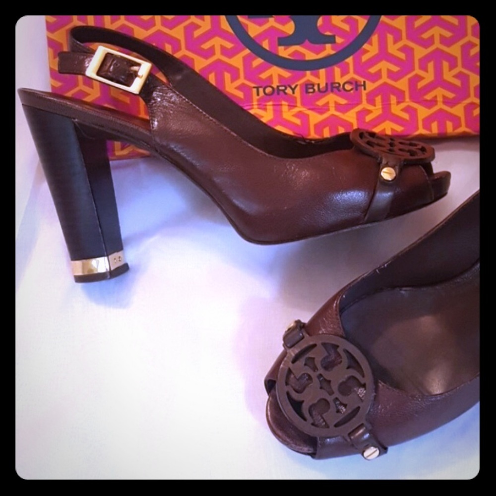 Final Sale⤵TORY BURCH peep toe heels (No box) - Picture 4 of 8